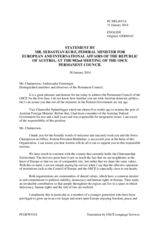 Address by the Federal Minister for European and International Affairs of Austria, H.E. Sebastian Kurz