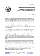 Statement by the Delegation of the United States in response to the address by the United Nations High Commissioner for Refugees, H.E. António Guterres