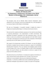 Statement by the Greek Presidency of the Council of the EU in response to the report by the Head of the OSCE Mission to Montenegro, Ambassador Janina Hrebickova