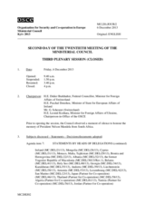 Journal of the Second Day of the 20th Ministerial Council