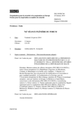 Journal de la 742ème séance plénière du Forum