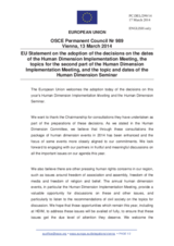 Statement by the Greek Presidency of the Council of the EU on the Permanent Council Decision No. 1116 on the topic and dates of the Human Dimension Seminar in Warsaw 