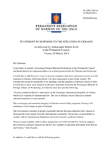 Statement by the Delegation of Norway in response to the address by the Acting Minister for Foreign Affairs of Ukraine, H.E. Andrii Deshchytsia