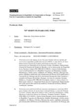 Diario de la 747ª Sesión plenaria del Foro de Cooperación en materia de Seguridad  
