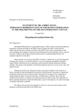 Statement by the Delegation of the Russian Federation on the International Roma Day, celebrated on 8 April 2014