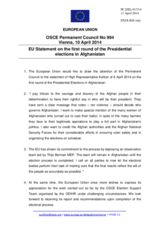 Statement by the Greek Presidency of the Council of the EU on the presidential elections in Afghanistan, held on 5 April 2014