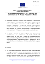 Statement by the Greek Presidency of the Council of the EU on the violations of OSCE principles and commitments by the Russian Federation in Ukraine and the situation in Ukraine