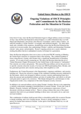 Statement by the Delegation of the United States on the violations of OSCE principles and commitments by the Russian Federation in Ukraine and the situation in Ukraine