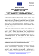 Statement by the Greek Presidency of the Council of the EU on the current challenges for security in the OSCE area and OSCE engagement with Ukraine