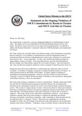 Statement by the Delegation of the United States on the current security challenges in the OSCE area and OSCE engagement with Ukraine Actions