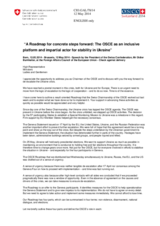 A Roadmap for concrete steps forward: The OSCE as an inclusive platform and impartial actor for stability in Ukraine