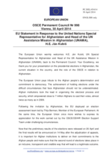 Statement by the Greek Presidency of the Council of the EU in response to the address by the United Nations Special Representative for Afghanistan and Head of the United Nations Assistance Mission in Afghanistan (UNAMA), H.E. Ján Kubiš