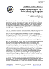 Statement by the Delegation of the United States in response to the report by the Head of the OSCE Mission to Bosnia and Herzegovina, Ambassador Fletcher M. Burton