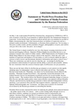 Statement by the Delegation of the United States on the World Press Freedom Day, observed on 3 May 2014