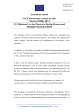 Statement by the Greek Presidency of the Council of the EU in connection with the recent flooding in Bosnia and Herzegovina, Croatia and Serbia
