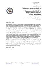Statement by the Delegation of the United States in connection with the recent flooding in Bosnia and Herzegovina, Croatia and Serbia