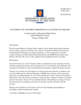 Statement by the Delegation of Norway on the presidential elections in Ukraine, to be held on 25 May 2015