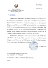 Response by the Delegation of Belarus to the Questionnaire on the Code of Conduct on Politico-Military Aspects of Security