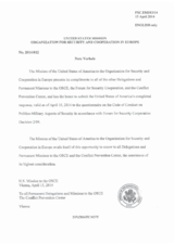 Response by the Delegation of the United States to the Questionnaire on the Code of Conduct on Politico-Military Aspects of Security