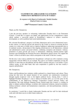 Statement by the Delegation of Turkey in response to the report by the Head of the OSCE Centre in Astana, Ambassador Natalia Zarudna