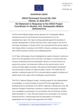 Statement by the Greek Presidency of the Council of the EU in response to the report by the OSCE Project Co-ordinator in Ukraine, Ambassador Madina Jarbussynova
