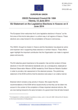 Statement by the Greek Presidency of the Council of the EU on the parliamentary elections in Kosovo, held on 8 June 2014