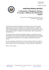 Statement by the Delegation of the United States on the so-called “parliamentary elections” in the occupied Tskhinvali region, held on 8 June 2014