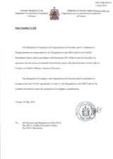 Response by the Delegation of Canada to the Questionnaire on the Code of Conduct on Politico-Military Aspects of Security