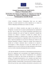 Déclaration de l’Union européenne en réponse à la Chef de la mission de l’OSCE en République de Moldavie, S.E. l’Ambassadrice Jennifer Brush