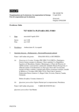 Giornale della 752a Seduta plenaria del Foro di cooperazione per la sicurezza