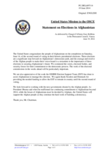Statement by the Delegation of the United States on the second round of presidential elections in Afghanistan, held on 14 June 2014