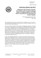 Statement by the Delegation of the United States of America in response to the presentation by the Secretary General of the Annual Evaluation Report on the Implementation of the 2004 OSCE Action Plan for the Promotion of Gender Equality