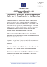 Statement by the Italian EU Presidency in response to the Financial Report and Financial Statements for the Year Ended 31 December 2013 and the Report of the External Auditor and to the Annual Report of the Audit Committee