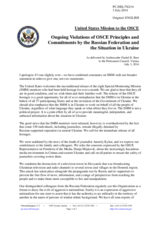 Statement by the Delegation of the United States of America on the ongoing violations of OSCE principles and commitments by the Russian Federation and the situation in Ukraine