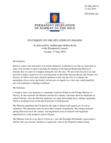 Statement by the Delegation of Norway on the ongoing violations of OSCE principles and commitments by the Russian Federation and the situation in Ukraine