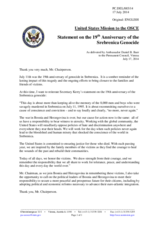 Statement by the Delegation of the United States of America on the 19th anniversary of the massacre in Srebrenica, Bosnia and Herzegovina