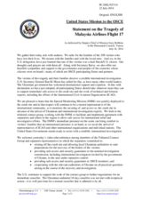 Statement by the Delegation of the United States of America on the tragic crash of the Malaysian Airlines Flight MH17 in Ukraine