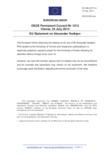 Statement by the Italian EU Presidency on the case of Mr. A. Sodiqov in Tajikistan