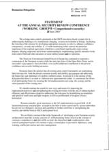 Statement by the Romanian delegation to the OSCE, working group B