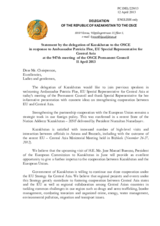Statement by the Delegation of Kazakhstan in response to the address by the European Union Special Representative for Central Asia, Ambassador Patricia Flor