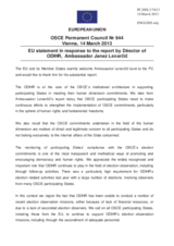 Statement by the Irish Presidency of the Council of the EU in response to the report by the Director of the Office for Democratic Institutions and Human Rights, Ambassador Janez Lenarčič