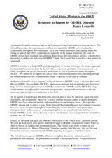 Statement by the Delegation of the United States in response to the report by the Director of the Office for Democratic Institutions and Human Rights, Ambassador Janez Lenarčič