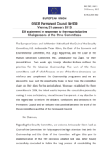 Statement by the Irish Presidency of the Council of the EU in response to the presentations by the Chairpersons of the Security Committee, the Economic and Environmental Committee, and the Human Dimension Committee