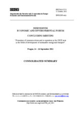 Consolidated Summary of the Concluding Meeting of the 19th OSCE Economic and Environmental Forum