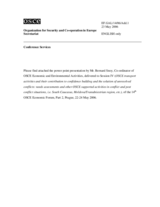 Presentation by Mr. Bernard Snoy, Co-ordinator of OSCE Economic and Environmental Activities