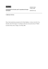 Presentation by Mr. Eldar Shahbazov, Adviser to the First Vice-President, State Oil Company of Azerbaijan