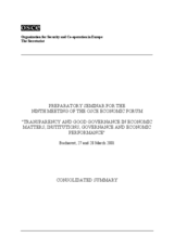 Consolidated summary of the third preparatory seminar for the 9th Economic Forum Consolidated summary of the third preparatory seminar for the 9th Economic Forum