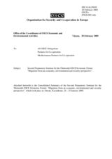 Consolidated summary of the second preparatory seminar for the 13th OSCE Economic Forum Consolidated summary of the second preparatory seminar for the 13th OSCE Economic Forum