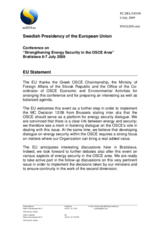 EU Statement - Swedish Presidency of the European Union EU Statement - Swedish Presidency of the European Union
