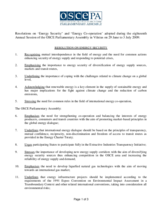OSCE Parliamentary Assembly Resolution on Energy Security OSCE Parliamentary Assembly Resolution on Energy Security